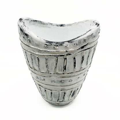 Vase mit weitem Hals in Creme – Balinesische Keramikvase