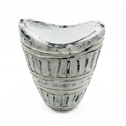 Vase mit weitem Hals in Creme – Balinesische Keramikvase