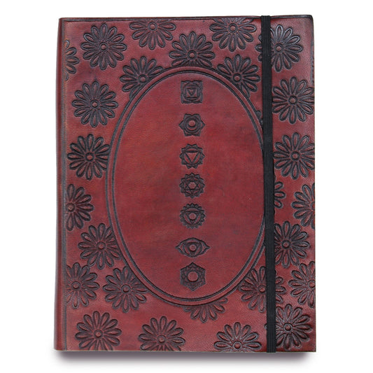 Leder-Notizbuch mit Riemen - Chakra Mandala