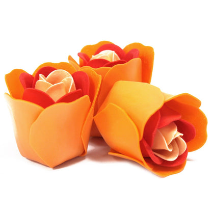 3er-Set Seifenblumen in Herzboxen – Pfirsichrosen