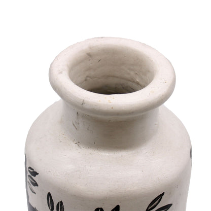 Gerade Vase mit Bambusmotiv in Naturfarben aus Keramik
