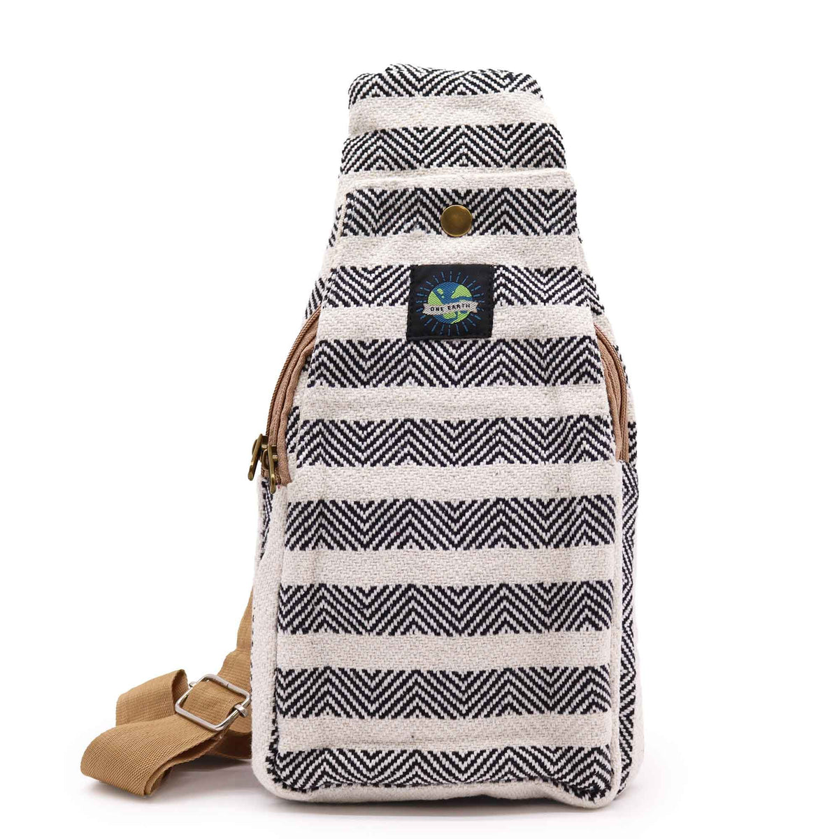 Crossbody Bag aus Baumwolle -  Schwarz-Weiß