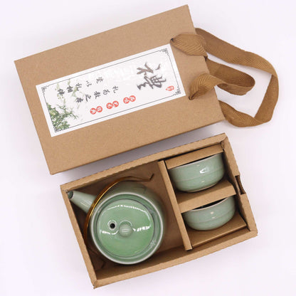 Herbal Jade Teekannen-Set mit zwei passenden Tassen