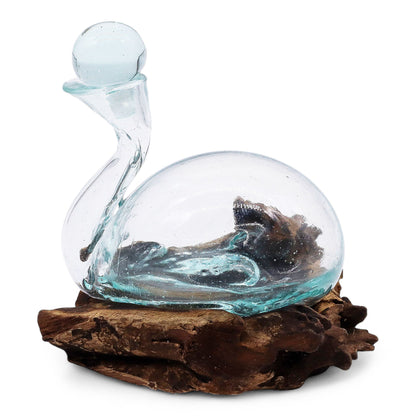 Molten Glass Duck Dekanter auf Holz mit Stopfen