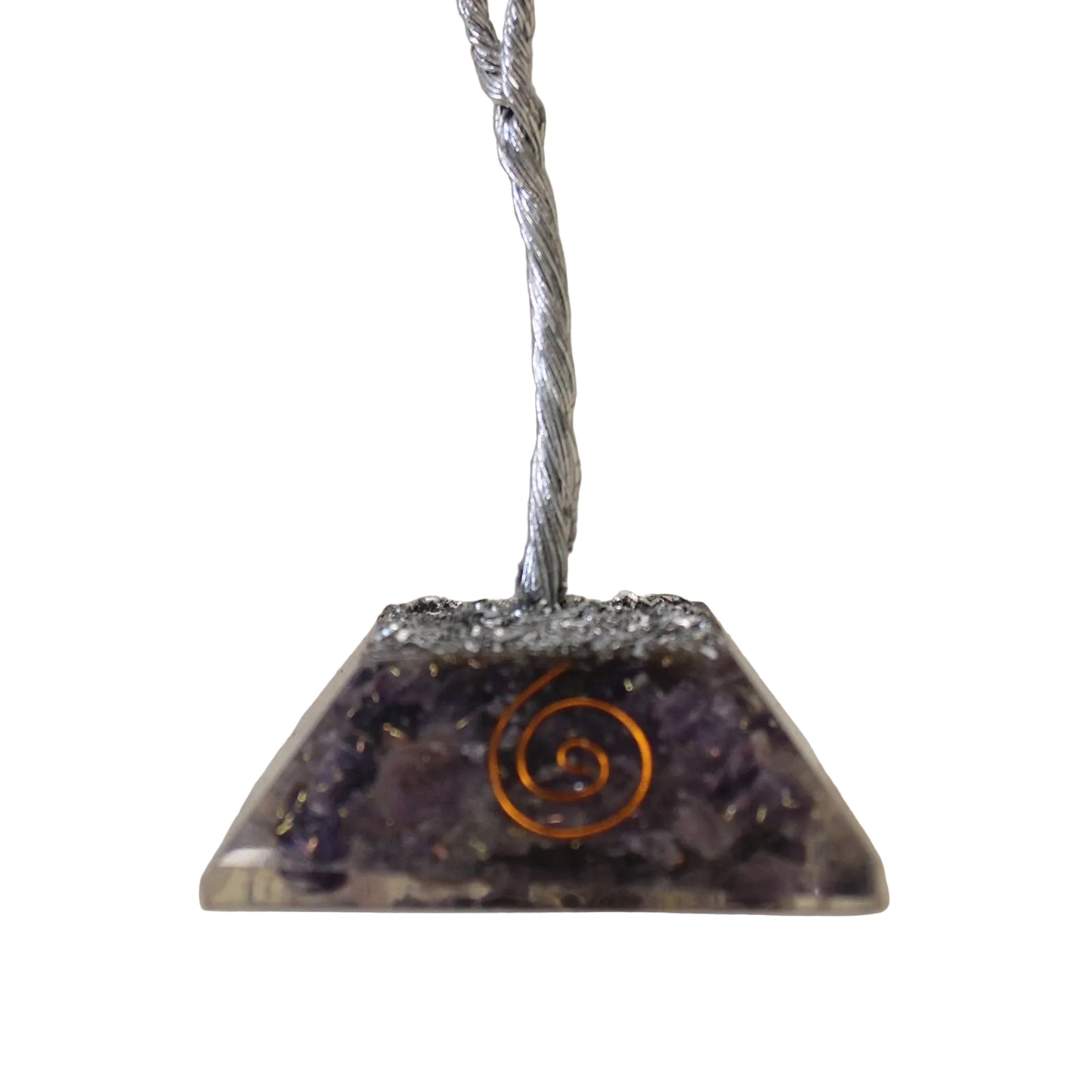 Edelsteinbaum mit Organite-Basis und Amethyst-Steinen