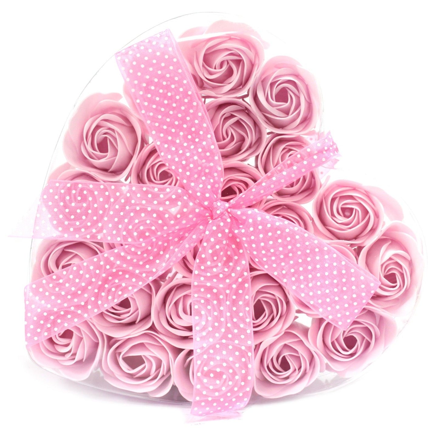 Set mit 24 pinken Rosen in Geschenkbox - Seifenblumen