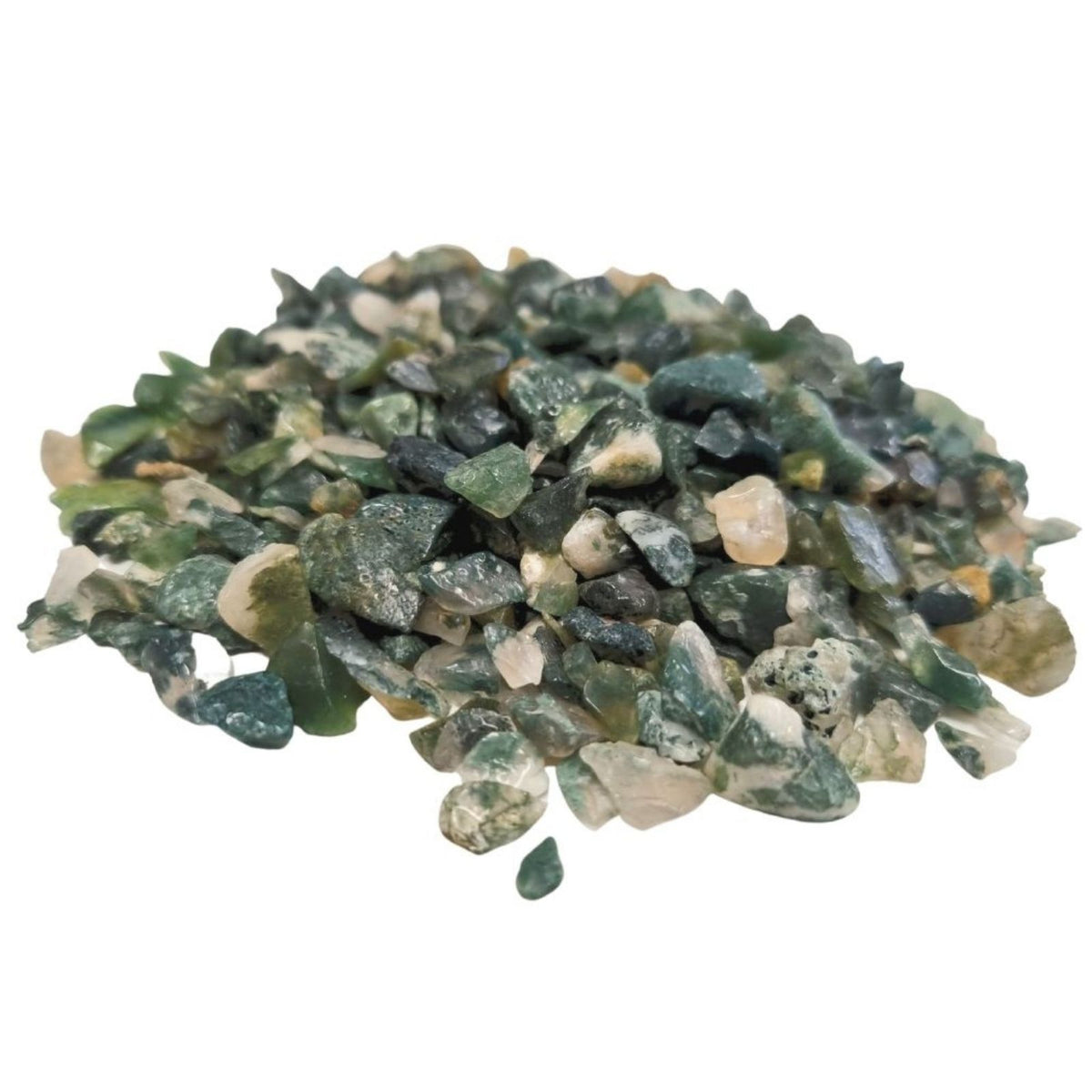 Moosachat-Edelsteinsplitter, Großpackung – 1 kg (lose)