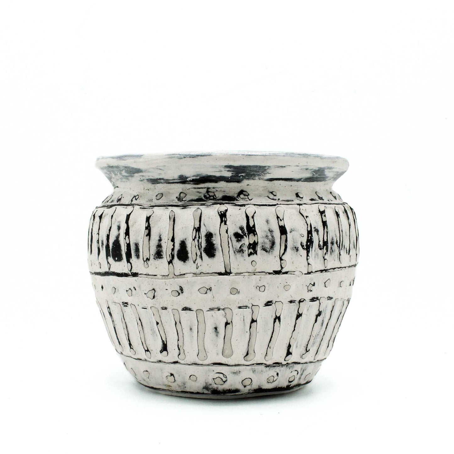 Griechischer Ton-Blumentopf in Creme, 12 cm, Balinesische Keramik