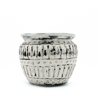 Griechischer Ton-Blumentopf in Creme, 12 cm, Balinesische Keramik