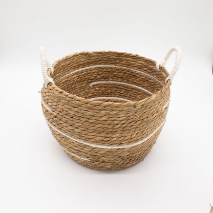 Große Seegras Körbe mit Baumwolle, Set