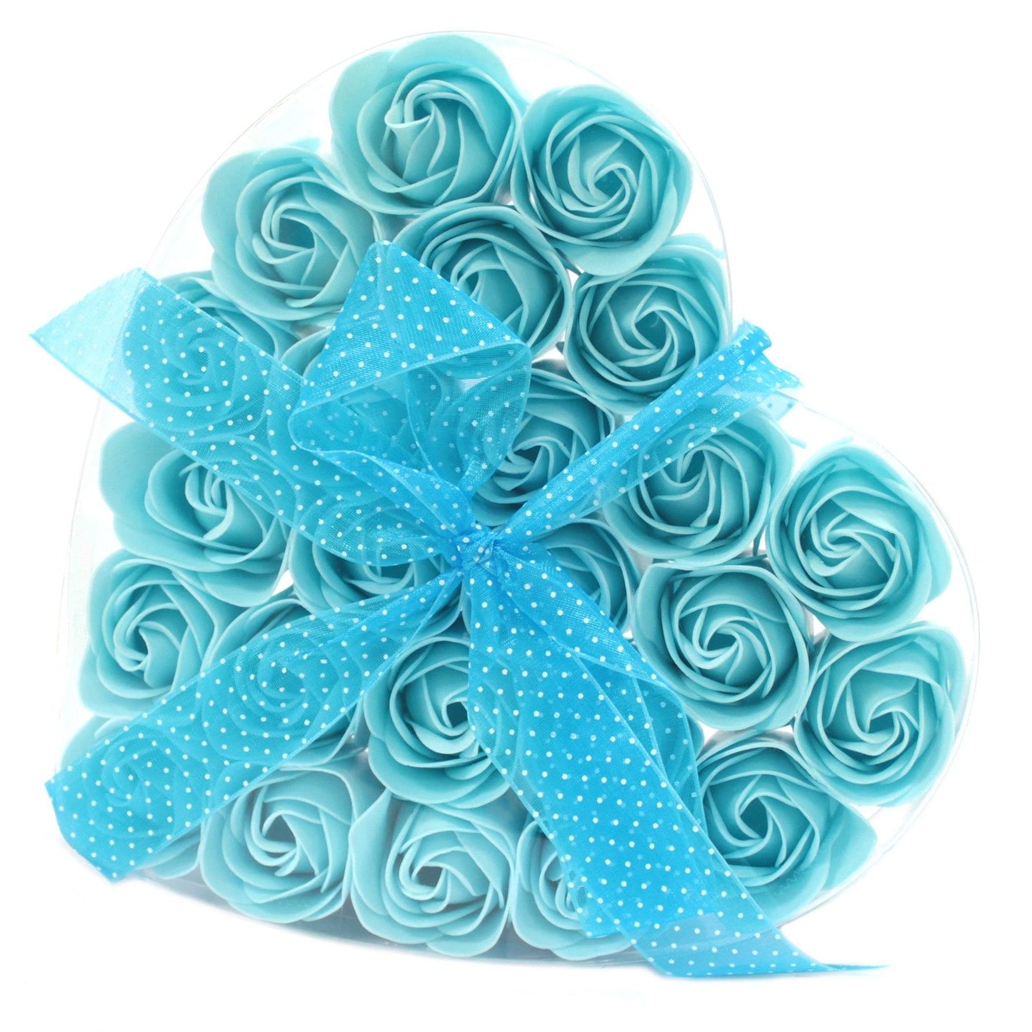 Set mit 24 blauen Rosen in Geschenkbox - Seifenblumen