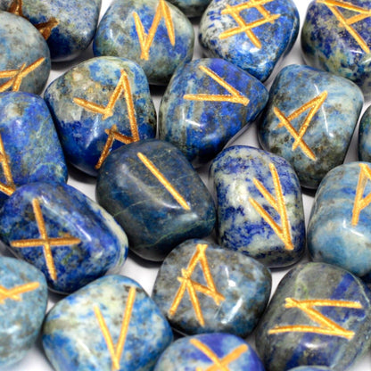 Runenstein-Set im Beutel – natürlichem Lapislazuli