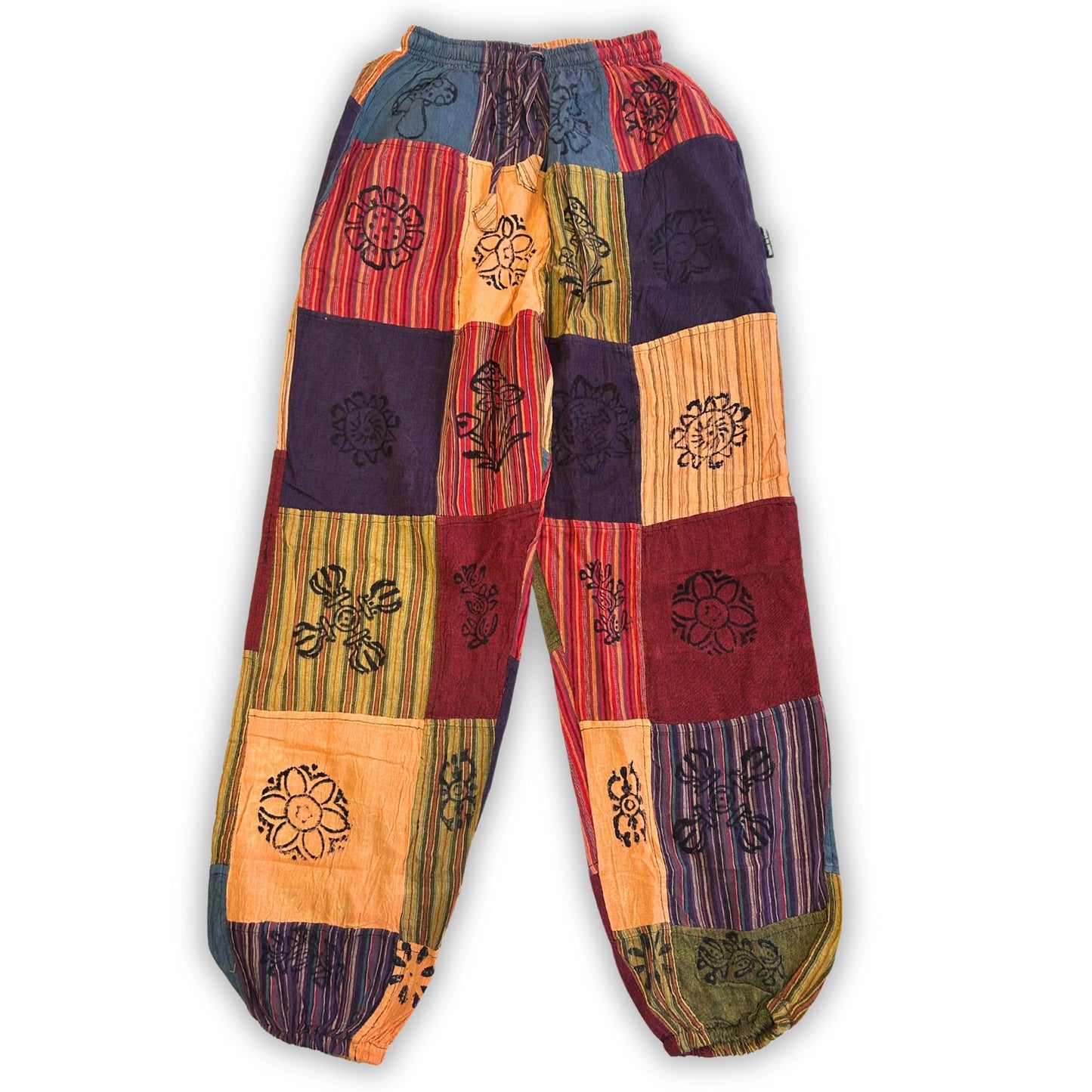 Nomad Sari Mushroom Pants mit Blockdruck, orange Töne, S / M