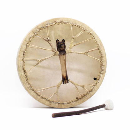 Spirit of the Bear Schamanentrommel mit Stab, 40cm