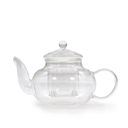 Glas-Teekanne mit Sieb - Rund, Perlenoptik - 400 ml