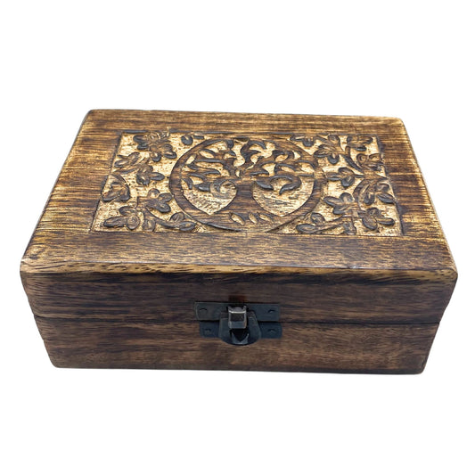 Mittlere Holz-Schatzkiste mit Lebensbaum-Motiv
