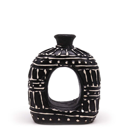 Ovale geformte Donut-Vase in Chocolate aus Bali-Keramik