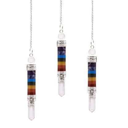7 Chakra Pendulum mit Kristallspitze | Pendel