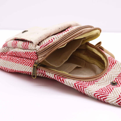 Crossbody Bag aus Baumwolle - Beige & Pink