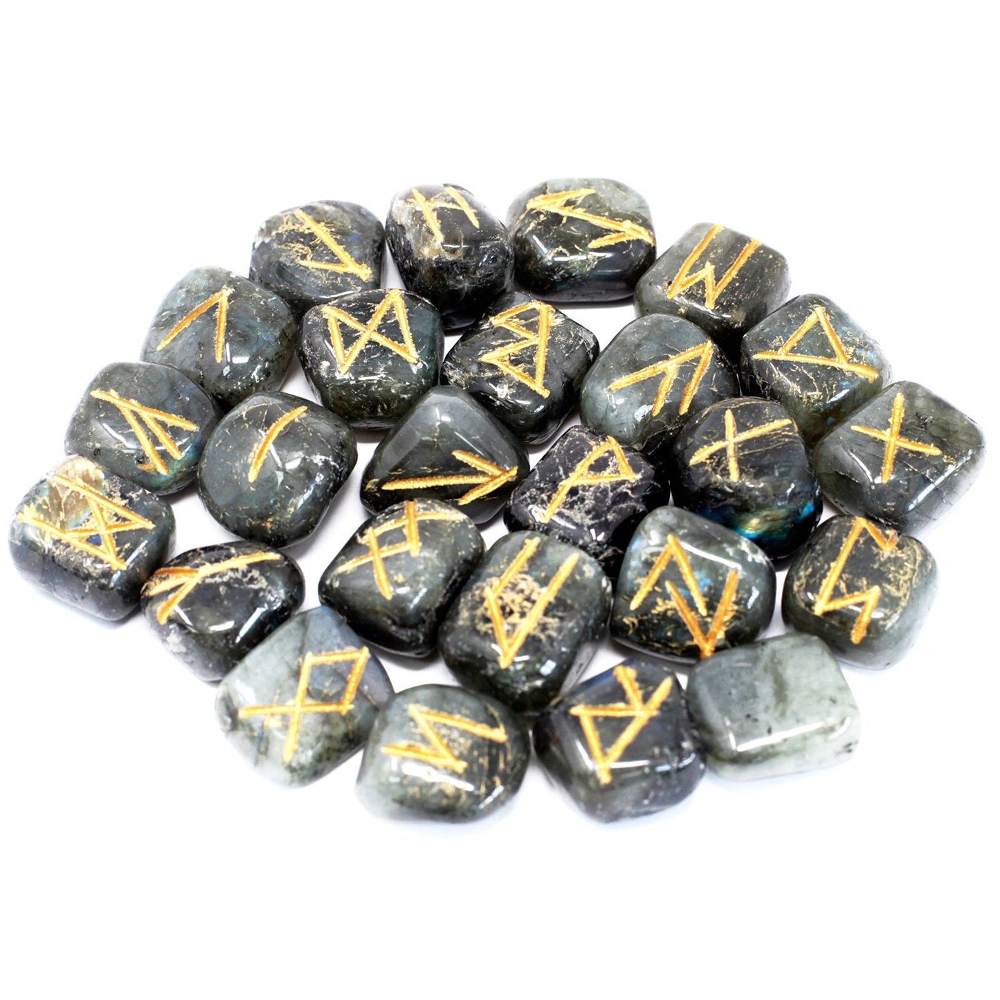Runenstein-Set mit Beutel – Labradorit