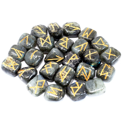 Runenstein-Set mit Beutel – Labradorit