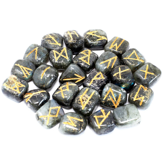 Runenstein-Set mit Beutel – Labradorit