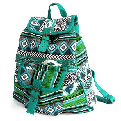Jacquard Rucksack aus Baumwolle, Teal