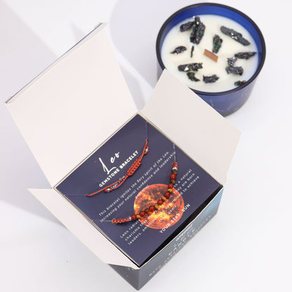 Zodiac Crystal Kerze mit Edelsteinarmband – Sternzeichen Löwe