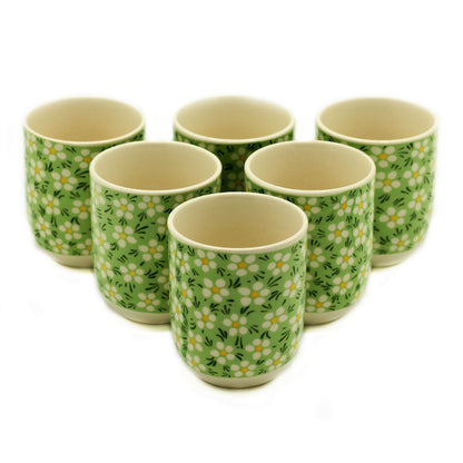 Herbal Tea Cups - Green Daisy Keramik-Tassen im 6er-Set