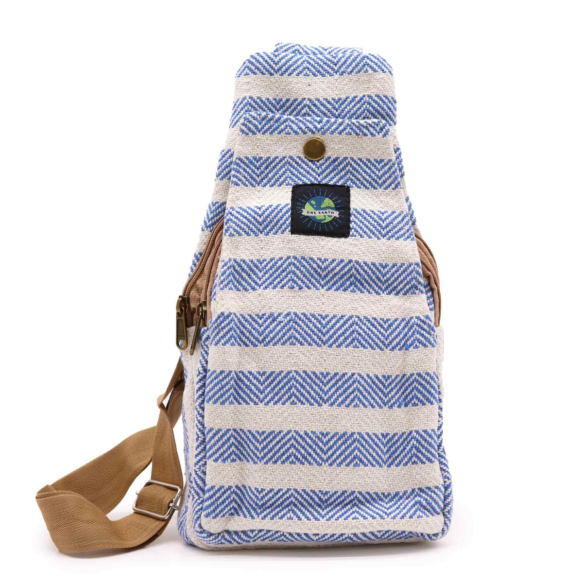 Crossbody Bag aus Baumwolle - Blau & Weiß