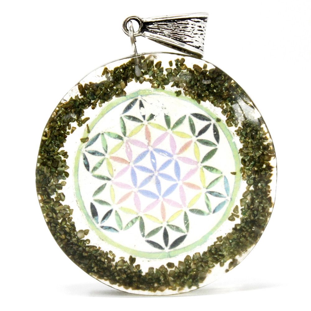 Orgonit-Kraftanhänger - Greenstone Mandala