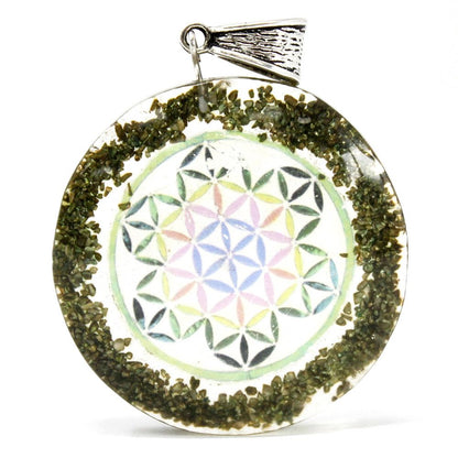 Orgonit-Kraftanhänger - Greenstone Mandala
