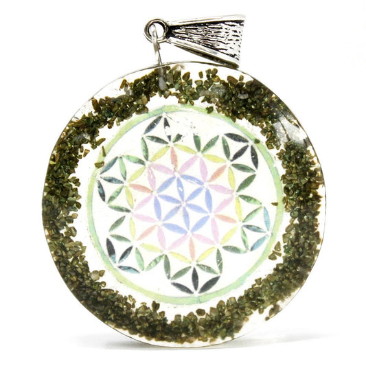 Orgonit-Kraftanhänger - Greenstone Mandala