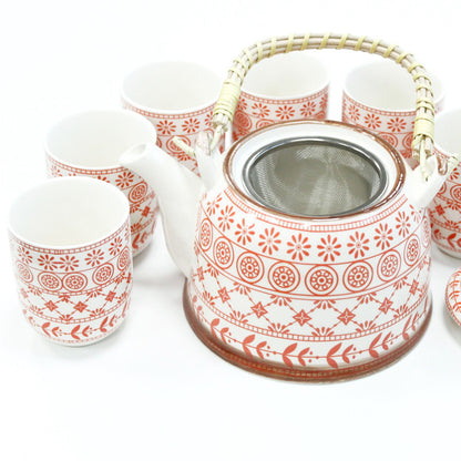 Herbal Teapot Set in Amber – Teekanne mit 6 passenden Tassen aus Keramik