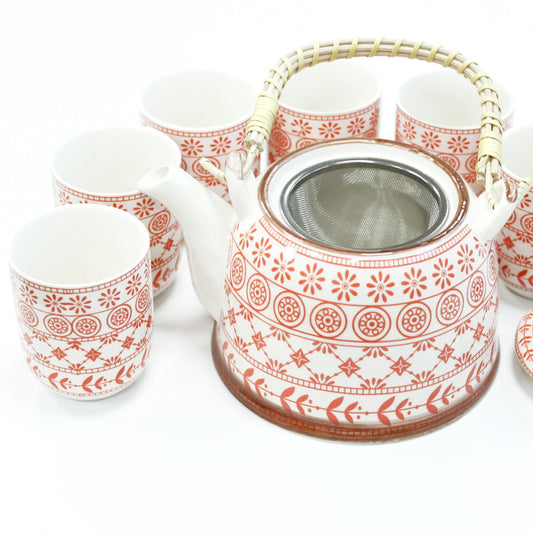 Herbal Teapot Set in Amber – Teekanne mit 6 passenden Tassen aus Keramik
