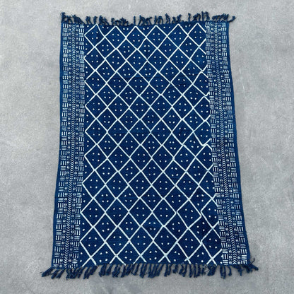 Handgefertigte Indigo-Decke - 170x120cm - Midnight Heerak