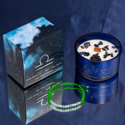 Zodiac Crystal Kerze mit Edelsteinarmband – Waage