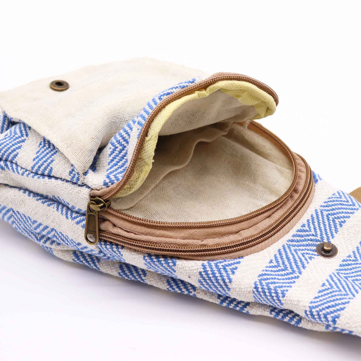 Crossbody Bag aus Baumwolle - Blau & Weiß