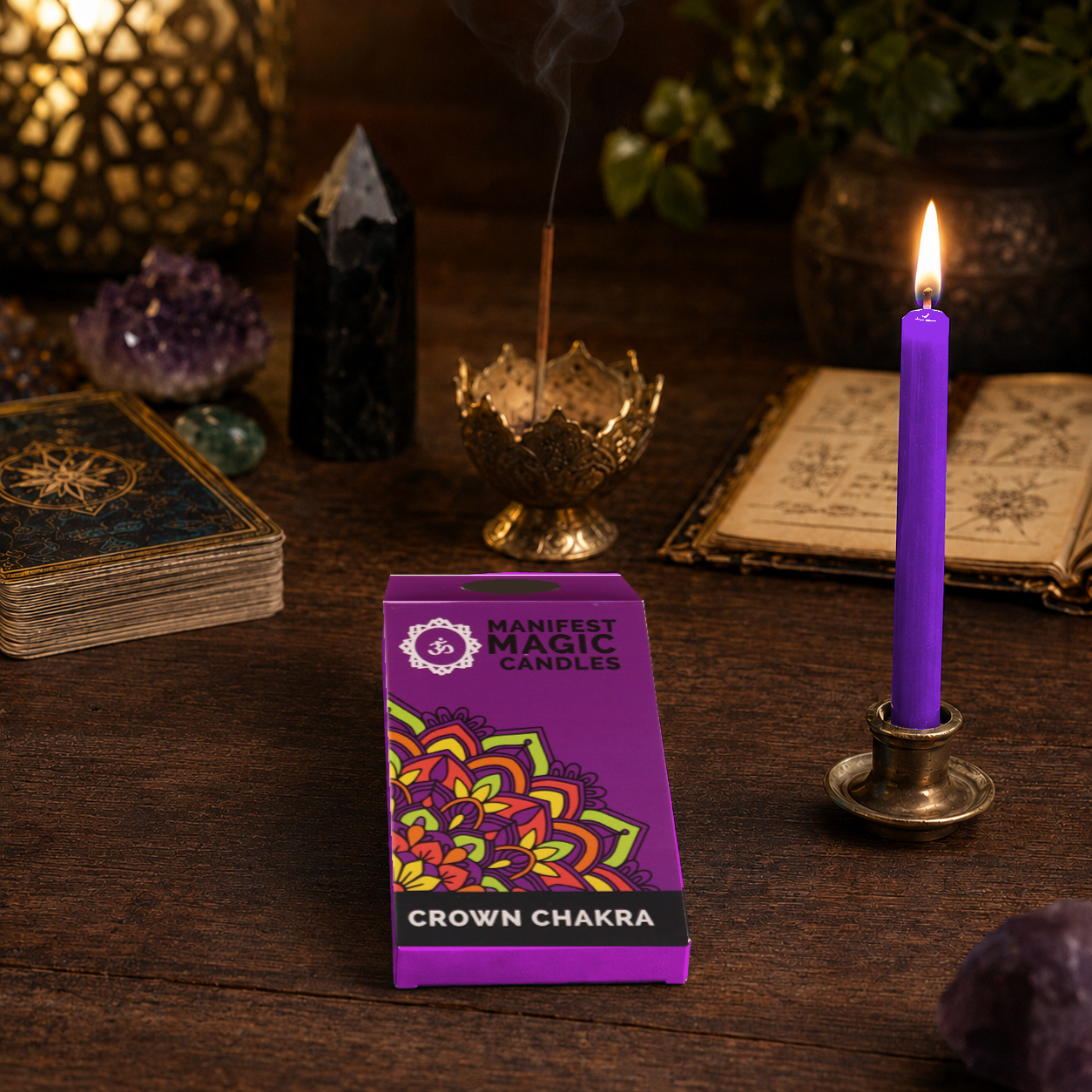 Manifest Magic Candles - Kronenchakra, 12 Stück