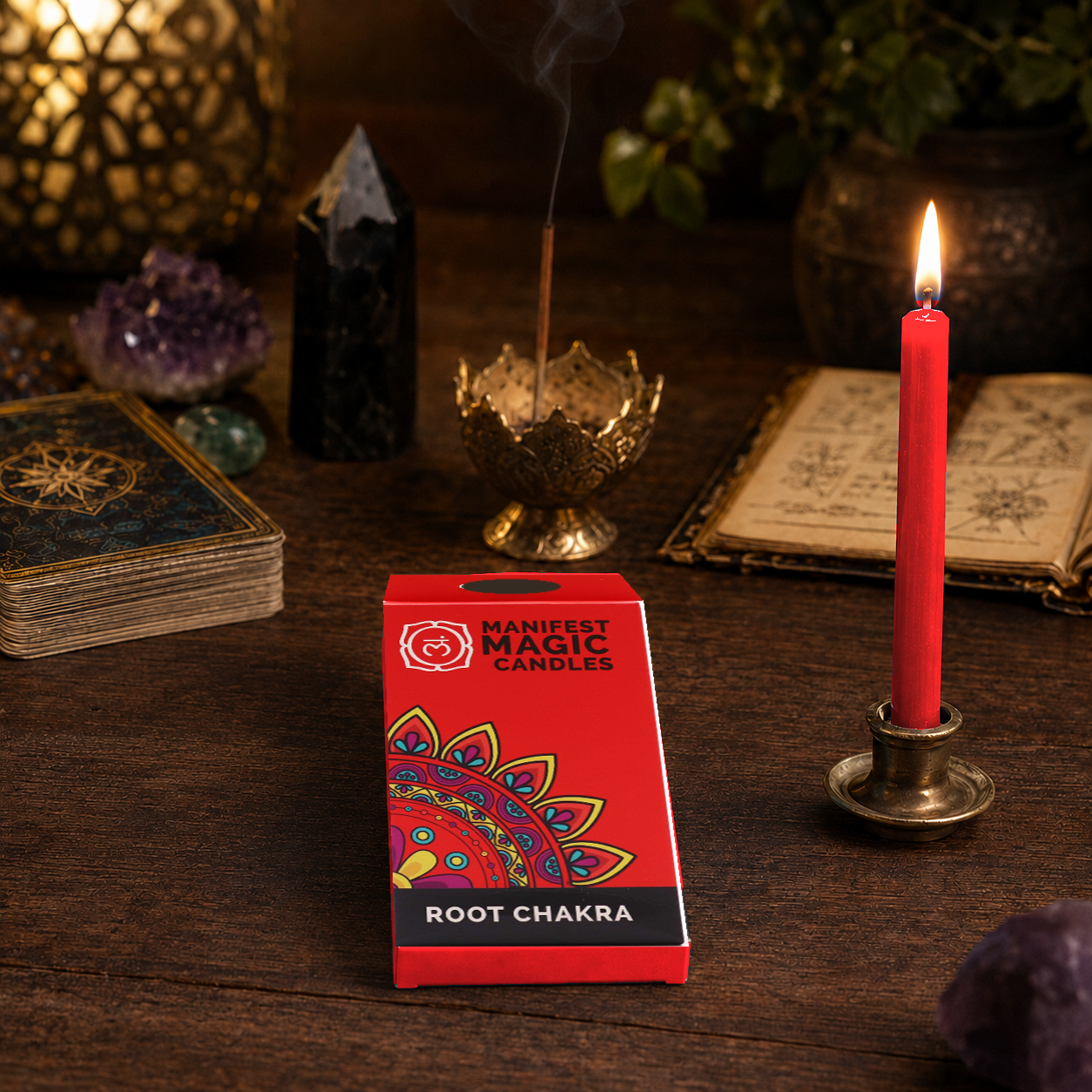 Manifest Magic Candles - Wurzelchakra, 12 Stück
